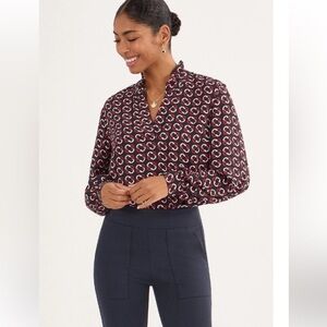 CAbi Fountain navy red white blouse spring 2025 Long-Sleeve Blouse nwot